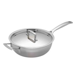 Le Creuset 3-ply Stainless Steel Non-Stick Chef’s Pan with Lid and Helper Handle 24cm