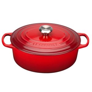 Le Creuset Signature Cast Iron Oval Casserole Dish in Cerise 29cm