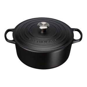 Le Creuset Signature Cast Iron Round Casserole Dish in Satin Black 20cm