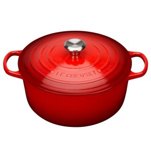 Le Creuset Signature Cast Iron Round Casserole Dish in Cerise 24cm