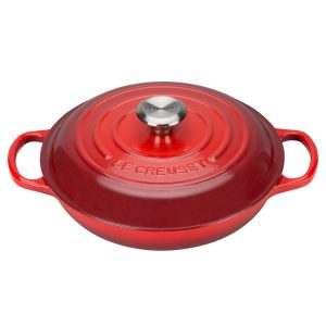 Le Creuset Signature Cast Iron Shallow Casserole Dish in Cerise 30cm