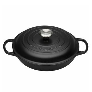 Le Creuset Signature Cast Iron Shallow Casserole Dish in Satin Black 26cm